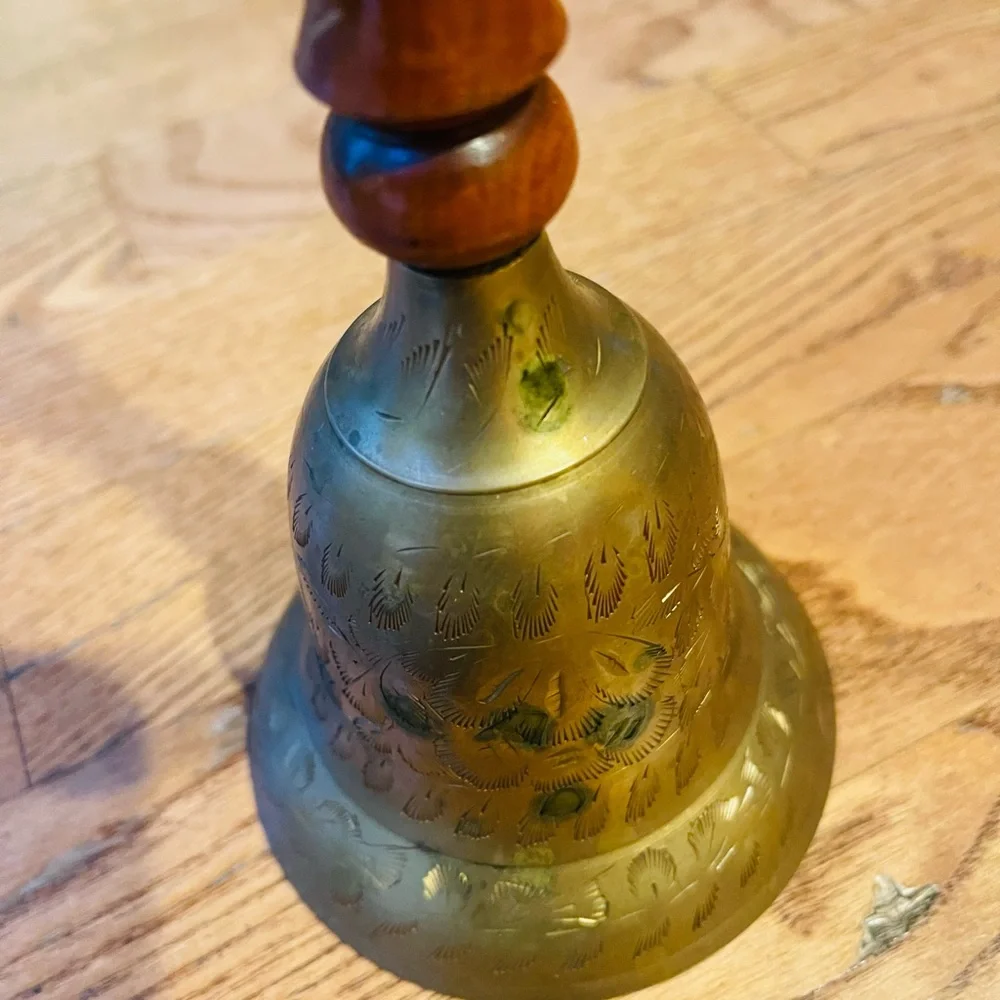 MSR 11” large brass bell with a wood handle Vintage